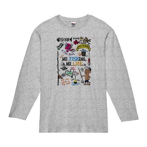 【長袖Tシャツ】【釣りざんまい】釣りが好きなんです_カラフル 5.6oz Cotton:100%