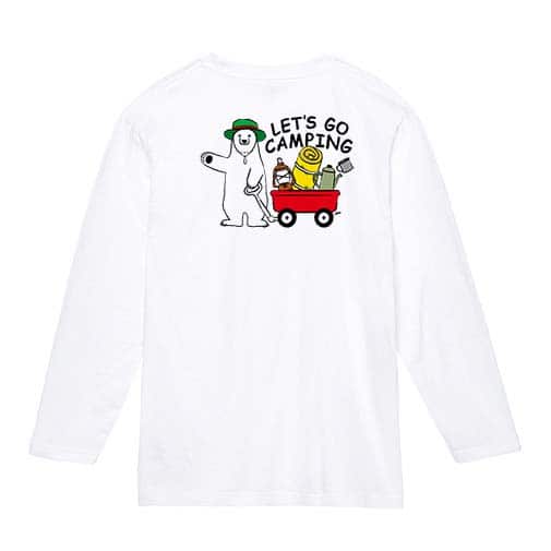 【長袖Tシャツ】キャンプに行くシロクマさん(wakat) 5.6oz Cotton:100%