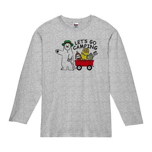 【長袖Tシャツ】キャンプに行くシロクマさん(wakat) 5.6oz Cotton:100%