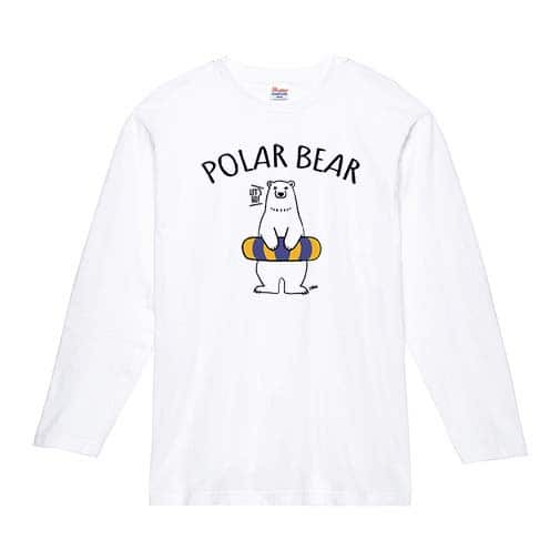 【長袖Tシャツ】シロクマさんと浮き輪(wakat) 5.6oz Cotton:100%
