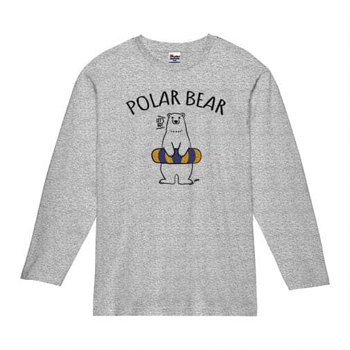 【長袖Tシャツ】シロクマさんと浮き輪(wakat) 5.6oz Cotton:100%