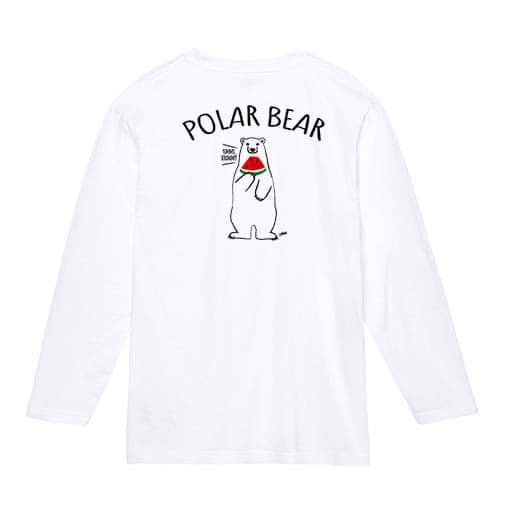 【長袖Tシャツ】シロクマさんとスイカ(wakat) 5.6oz Cotton:100%