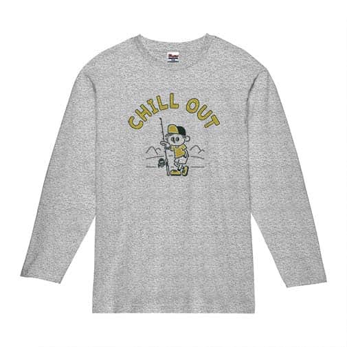 【長袖Tシャツ】【釣りざんまい】のんびり釣りしよう_レトロ 5.6oz Cotton:100%