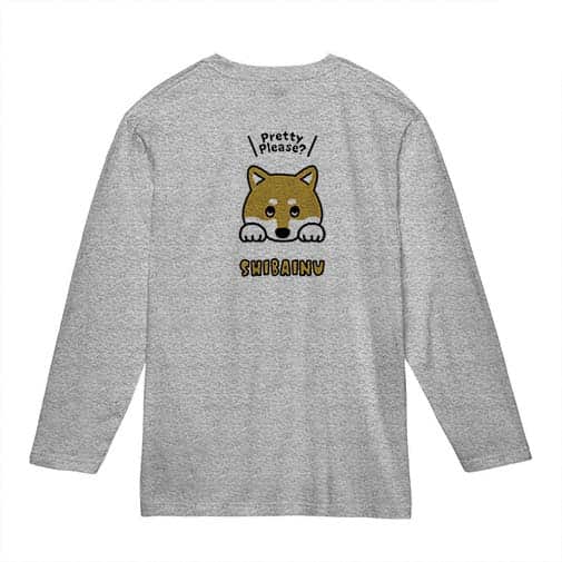 【長袖Tシャツ】柴犬のおねだり顔(wakat) 5.6oz Cotton:100%