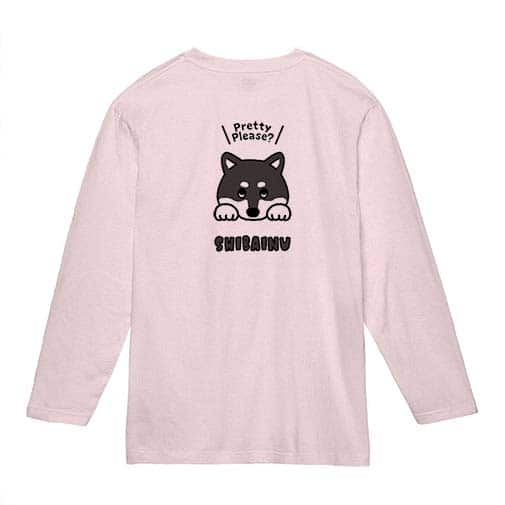【長袖Tシャツ】柴犬のおねだり顔_黒柴(wakat) 5.6oz Cotton:100%