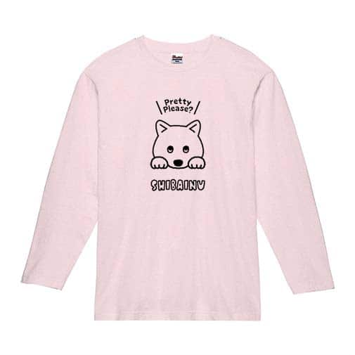 【長袖Tシャツ】柴犬のおねだり顔_白柴(wakat) 5.6oz Cotton:100%