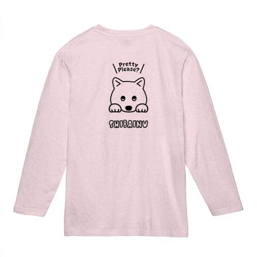 【長袖Tシャツ】柴犬のおねだり顔_白柴(wakat) 5.6oz Cotton:100%