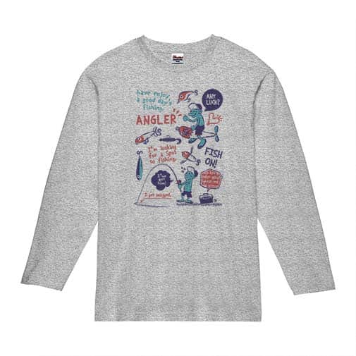 【長袖Tシャツ】【釣りざんまい】釣りに行きませんか?_レトロ 5.6oz Cotton:100%