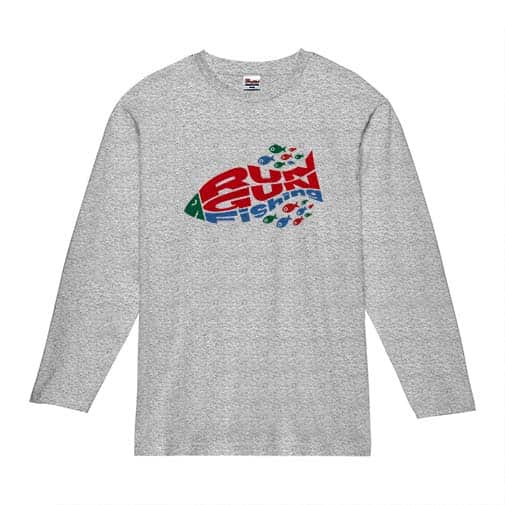【長袖Tシャツ】【釣りざんまい】爆弾ラン&ガンフィッシング 5.6oz Cotton:100%