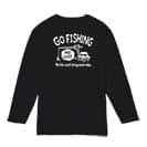 【長袖Tシャツ】【釣りざんまい】ユニークな釣りするアングラー_ブラック 5.6oz Cotton:100%