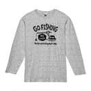 【長袖Tシャツ】【釣りざんまい】ユニークな釣りするアングラー_ブラック 5.6oz Cotton:100%