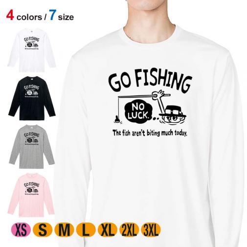 【長袖Tシャツ】【釣りざんまい】ユニークな釣りするアングラー_ブラック 5.6oz Cotton:100%