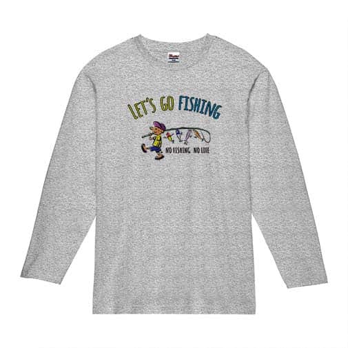 【長袖Tシャツ】【釣りざんまい】レッツゴーフィッシング ルアーと少年_カラフル 5.6oz Cotton:100%