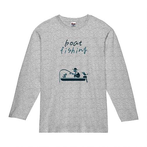 【長袖Tシャツ】【釣りざんまい】ボート釣りを楽しむ  5.6oz Cotton:100%