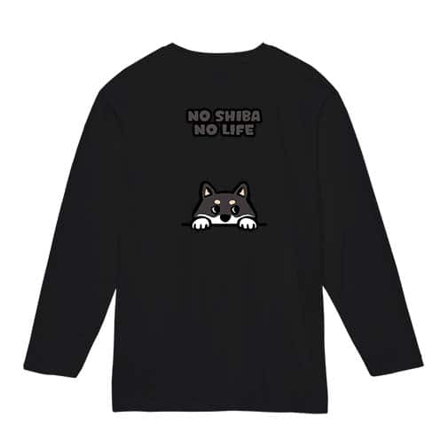 【長袖Tシャツ】何か気になる柴犬_黒柴(wakat) 5.6oz Cotton:100%