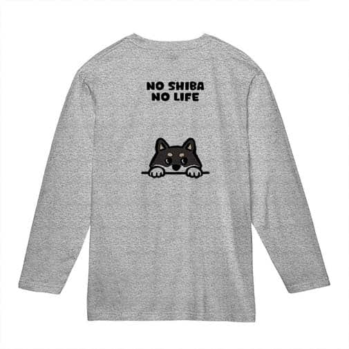 【長袖Tシャツ】何か気になる柴犬_黒柴(wakat) 5.6oz Cotton:100%