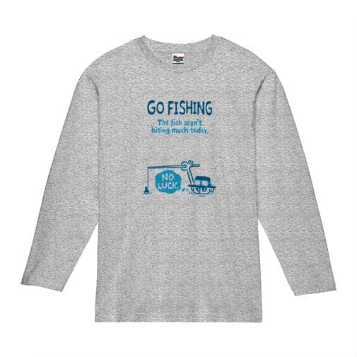 【長袖Tシャツ】【釣りざんまい】ユニークな釣り_ブルー  5.6oz Cotton:100%