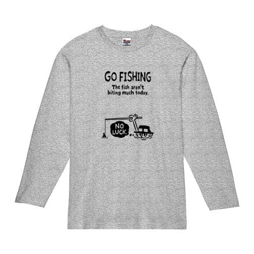 【長袖Tシャツ】【釣りざんまい】ユニークな釣り_ブラック  5.6oz Cotton:100%