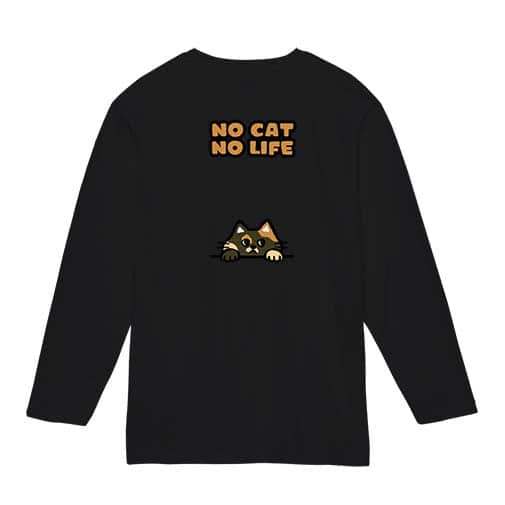 【長袖Tシャツ】何か気になるサビ猫(wakat) 5.6oz Cotton:100%