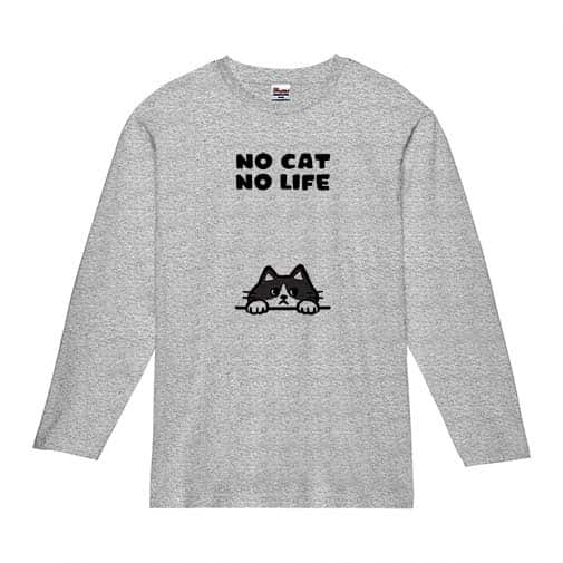 【長袖Tシャツ】何か気になるハチワレ猫(wakat) 5.6oz Cotton:100%