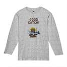 【長袖Tシャツ】【釣りざんまい】サケを釣るクマさん  5.6oz Cotton:100%