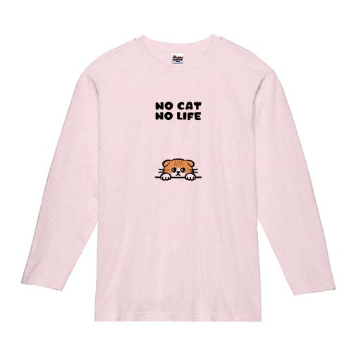 【長袖Tシャツ】何か気になるスコティッシュフォールド(wakat) 5.6oz Cotton:100%