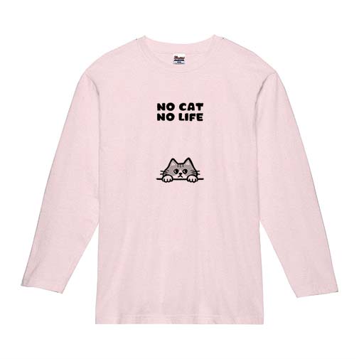 【長袖Tシャツ】何か気になるサバ白猫(wakat) 5.6oz Cotton:100%