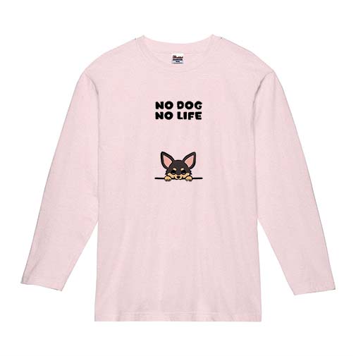 【長袖Tシャツ】何か気になるチワワ_ブラックタン(wakat) 5.6oz Cotton:100%