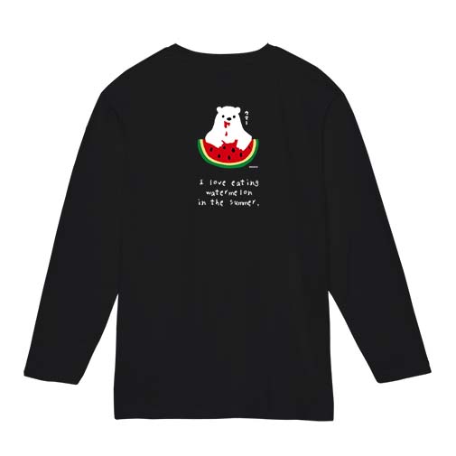 【長袖Tシャツ】シロクマさんスイカウマー(wakat) 5.6oz Cotton:100%