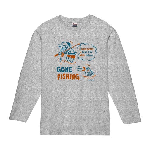 【長袖Tシャツ】【釣りざんまい】釣り人と魚の遭遇_NB  5.6oz Cotton:100%