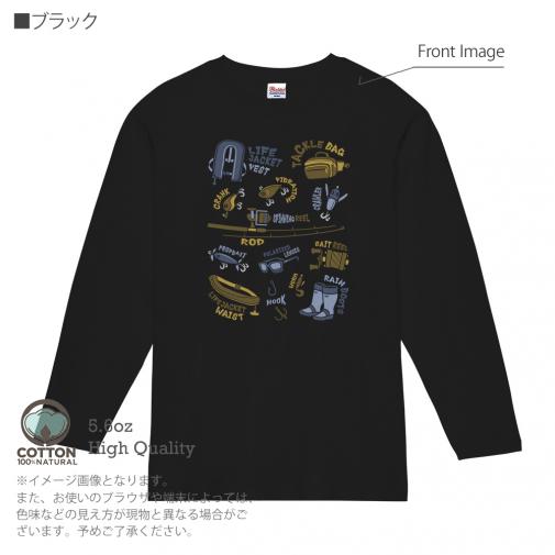 【長袖Tシャツ】【釣りざんまい】PACK LIGHT, GO FISH.  5.6oz Cotton:100%