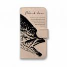 【手帳型】高級本革スマホケース ヌメ革 ブラックバス ロクマル