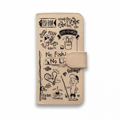 【手帳型】【釣りざんまい】本革 釣りが好きなんです