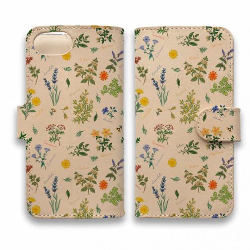 【手帳型】高級本革スマホケース ボタニカル・デザイン