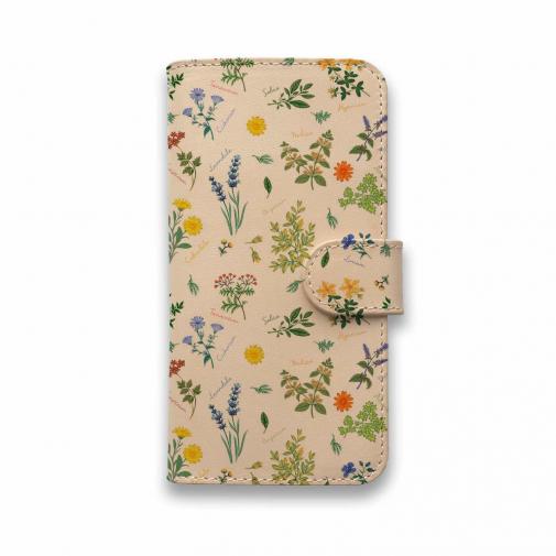 【手帳型】高級本革スマホケース ボタニカル・デザイン