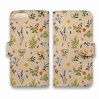 【手帳型】高級本革スマホケース ボタニカル・デザイン
