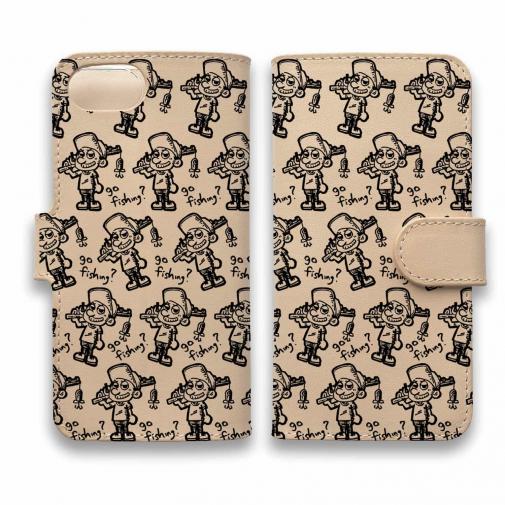 【手帳型】【釣りざんまい】本革 釣り好き少年がやってきた。