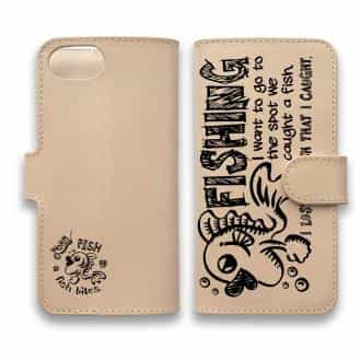 【手帳型】【釣りざんまい】本革 ヘンテコなサカナくん