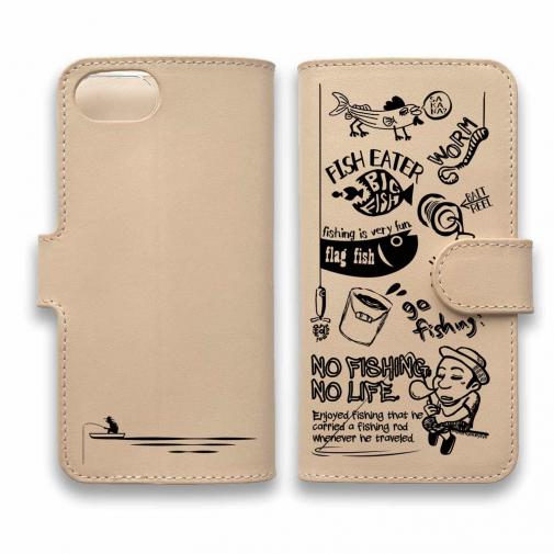 【手帳型】【釣りざんまい】本革 釣り好きですがなにか????