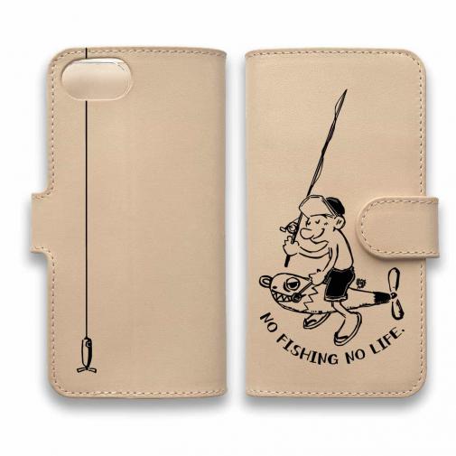 【手帳型】【釣りざんまい】本革 ルアーに乗ったアングラー