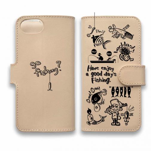 【手帳型】【釣りざんまい】本革 魚釣りに出かけよう!