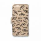 【手帳型】【釣りざんまい】本革 ドット絵のブラックバスがいっぱい