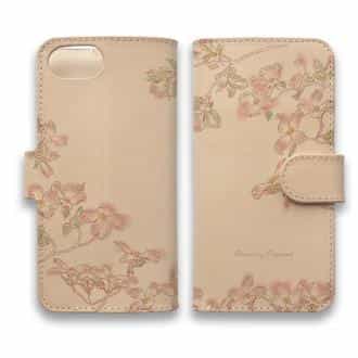 【手帳型】高級本革スマホケース ハナミズキ