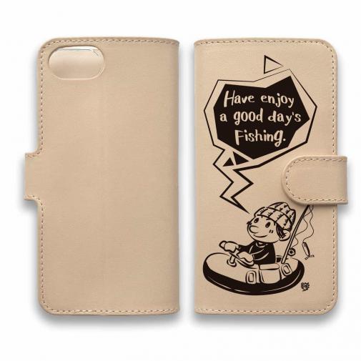 【手帳型】【釣りざんまい】本革 ゴムボートアングラー