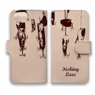【手帳型】高級本革スマホケース ヌメ革 フィッシングルアー