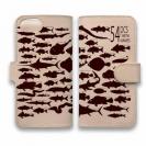 【手帳型】高級本革スマホケース ヌメ革 フィッシュネーム54