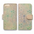 【手帳型】高級本革スマホケース フラワー