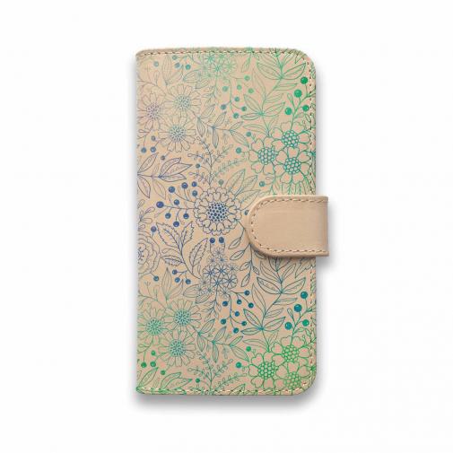 【手帳型】高級本革スマホケース フラワー