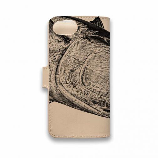 【手帳型】高級本革スマホケース ヌメ革 クロマグロ