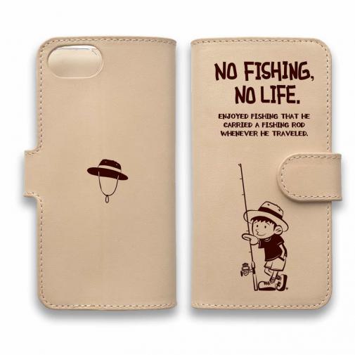 【手帳型】【釣りざんまい】本革 釣りに行きたい少年